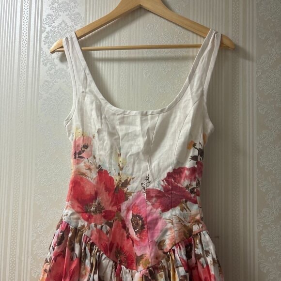 Zimmermann Scarborough Cream Red Floral Mini Dress - Picture 6 of 6